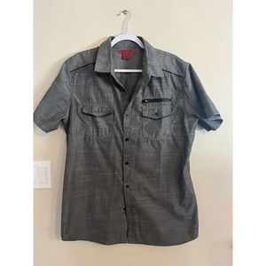 MONTAGE button shirt Mens  Large  Pocket  Gray Lightweight